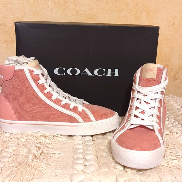 COACH NIB Hi Tops Pink 7.5 - Picture 1 of 10